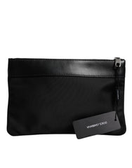 Pochette Dolce & Gabbana à imprimé léopard multicolore jacquard et logo.