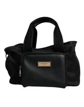 Dolce & Gabbana Schwarze Schultertasche mit Haustier-Tragegurt und Logo-Plakette