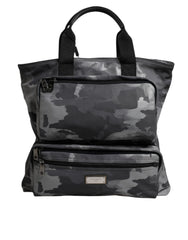 Sac cabas Dolce & Gabbana en coton camouflage gris à plusieurs compartiments