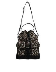 Dolce & Gabbana Mehrfarbige Leoparden-Schultertasche aus Baumwolle