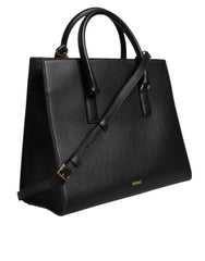 Sac bandoulière Versace en cuir noir grand format avec poignée supérieure