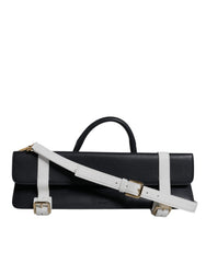 Dolce & Gabbana Blue White Calfskin Leather Crossbody Shoulder Bag