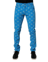 Jean skinny en coton monogrammé bleu Dolce & Gabbana