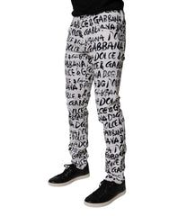 Jean skinny en coton blanc imprimé logo Dolce & Gabbana