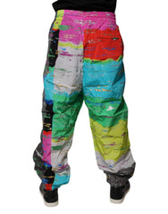 Pantalon de survêtement Dolce & Gabbana multicolore à patchwork taille mi-haute