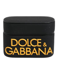 Dolce & Gabbana AirPods-Hülle aus schwarzem und gelbem Silikon mit geprägtem Logo