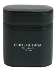 Dolce & Gabbana AirPods-Hülle aus schwarzem Kalbsleder mit Logoprint