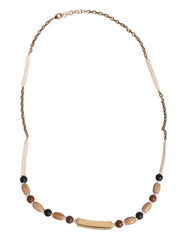 Dolce & Gabbana Halskette mit Logo-Anhänger aus Holz und Perlen in Schwarz und Gold