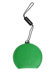 Porte-miroir rond en cuir de veau vert Dolce & Gabbana avec logo