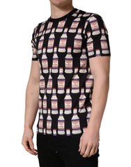 Dolce & Gabbana Black Bottle Print Cotton Crew Neck T-shirt - IT50 | L