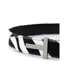 Ceinture en cuir noir et blanc Tom Ford