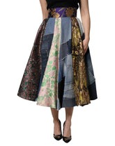 Dolce & Gabbana Mehrfarbiger Patchwork-Midirock mit hohem Bund