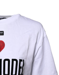 T-shirt en coton blanc imprimé à col rond Dolce & Gabbana
