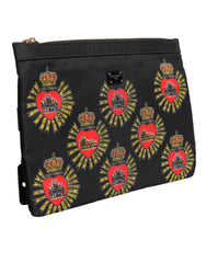 Dolce & Gabbana Clutch-Tasche aus schwarzem und rotem Nylon mit Herzmotiv