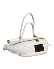 Sac banane Dolce & Gabbana blanc matelassé avec plaque logo