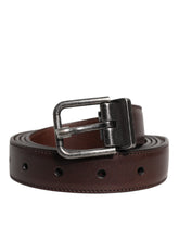 Dolce & Gabbana Brown Leather Silver Metal Buckle Belt