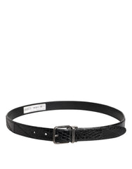 Dolce & Gabbana Black Exotic Leather Metal Logo Buckle Belt