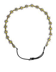 Dolce & Gabbana Taillengürtel aus schwarzem Leder mit Gänseblümchen-Kristallverzierung