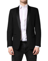 Dolce & Gabbana Schwarzer einreihiger Herrenmantel MARTINI Blazer