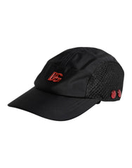 Casquette de baseball Dolce & Gabbana noire en nylon avec logo et 6 panneaux