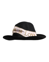 Chapeau à large bord pour femme Dolce & Gabbana noir avec logo brodé