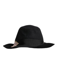 Chapeau à large bord pour femme Dolce & Gabbana noir avec logo brodé
