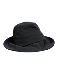 Dolce & Gabbana Schwarzer Baumwoll-Fedora-Hut mit breiter Krempe