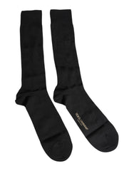 Dolce & Gabbana Schwarze Stretch-Logo-Socken für Herren, mittelhoch geschnitten