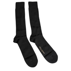 Dolce & Gabbana Schwarze Stretch-Logo-Socken für Herren, mittelhoch geschnitten