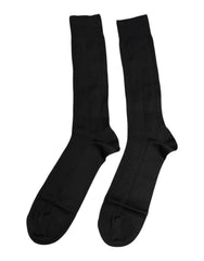 Dolce & Gabbana Schwarze Stretch-Logo-Socken für Herren, mittelhoch geschnitten