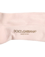 Chaussettes montantes Dolce & Gabbana en coton stretch ivoire à logo