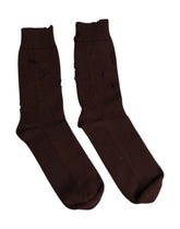 Dolce & Gabbana braune, einfarbige Stretch-Socken aus Baumwolle, mittelhoch