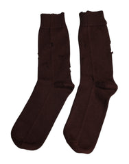 Dolce & Gabbana braune, einfarbige Stretch-Socken aus Baumwolle, mittelhoch