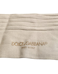 Dolce & Gabbana Beige Baumwoll-Stretch-Socken mit Logo, mittelhoch