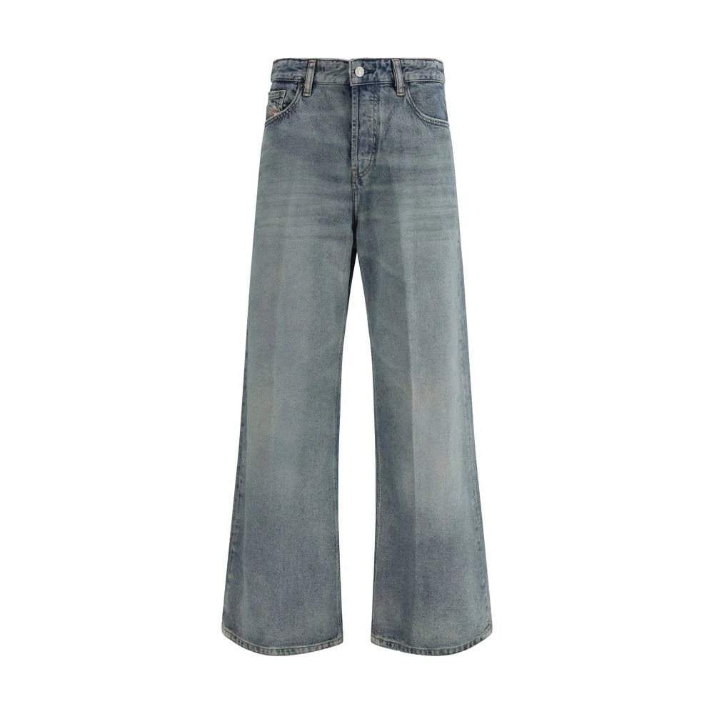 Diesel Blue Cotton Relaxed Fit Jeans