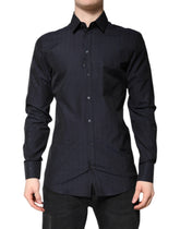 Chemise habillée formelle pour homme Dolce & Gabbana en coton noir et or