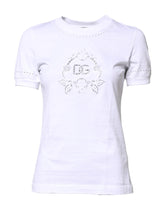 T-shirt Dolce & Gabbana blanc en coton à col rond et logo floral