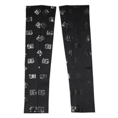 Dolce & Gabbana Schwarze DG Logo Monogramm Stretch-Armstulpen aus Wolle