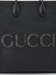 Gucci Schwarze Leder-Logo-Tragetasche (mittelgroß)