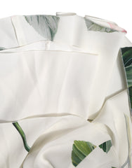 Dolce & Gabbana Weißes, geblümtes Etuikleid mit One-Shoulder-Ausschnitt, Midi-Länge