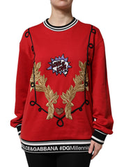 Dolce & Gabbana Roter Baumwollpullover mit Pailletten