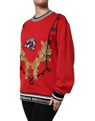 Dolce & Gabbana Roter Baumwollpullover mit Pailletten