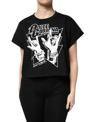 T-shirt à manches courtes imprimé en coton noir Dolce & Gabbana