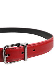 Ceinture Dolce & Gabbana en cuir rouge avec boucle en métal argenté