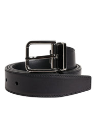 Ceinture Dolce & Gabbana classique en cuir de veau noir avec boucle argentée