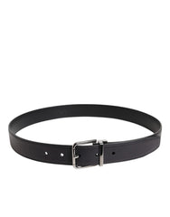 Ceinture Dolce & Gabbana classique en cuir de veau noir avec boucle argentée