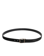 Ceinture Dolce & Gabbana en cuir de veau noir avec boucle métallique classique