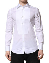 Chemise habillée formelle en coton Dolce & Gabbana White GOLD Crown