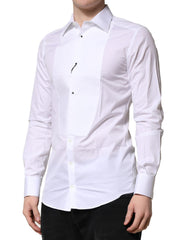 Chemise habillée formelle en coton Dolce & Gabbana White GOLD Crown