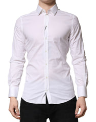 Chemise habillée formelle pour homme Dolce & Gabbana en coton blanc doré